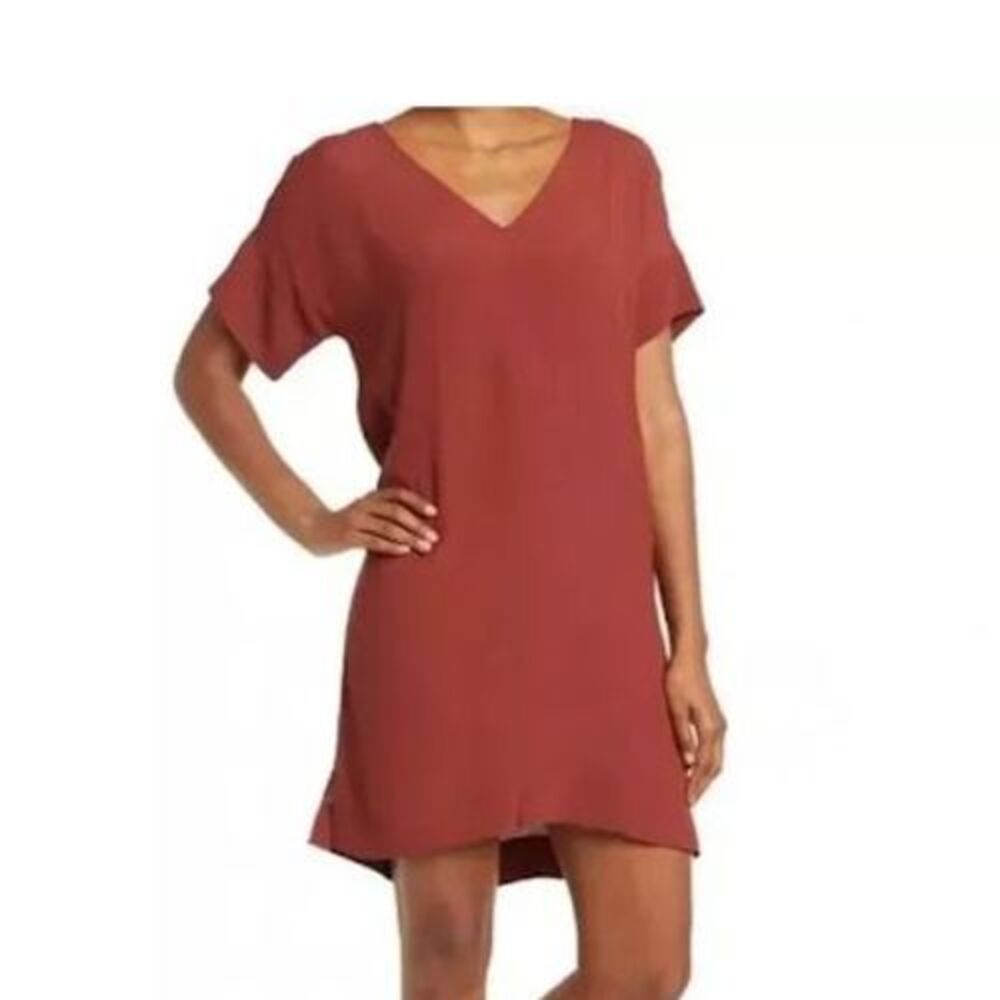 Madewell Viscose V-Neck T-Shirt‎ Dress Short Sleeve Shift Mini Dress Sz Sm